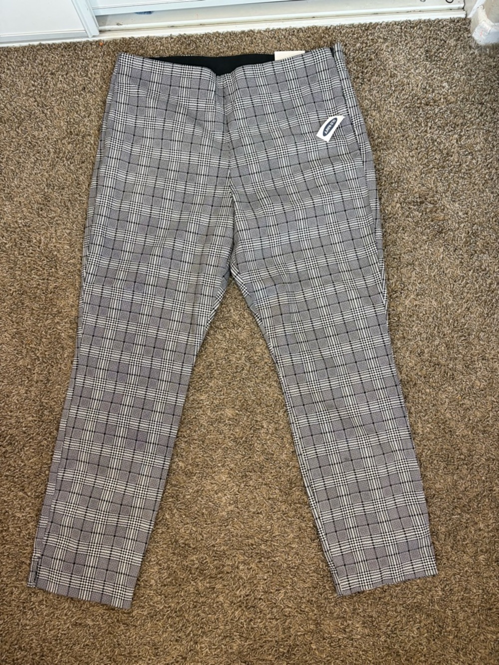 Old‎ Navy Pants Women's 12 Black Plaid Zipper Wow Skinny Stretch Mid Rise NWT